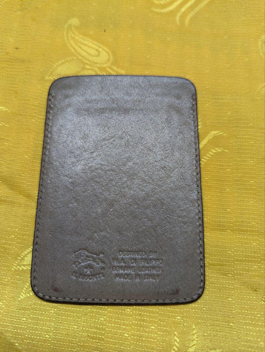 Pre-Owned IL BISONTE Men's Brown Leather Pass Case/Card Case
