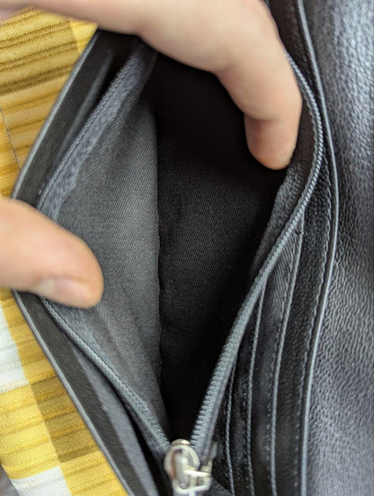 Vintage Pre-Owned Arnold Palmer Long Leather Wallet Black Bifold Card Holder Coin Wallet Slim Organizer Genuine Leather