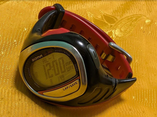 Vintage Pre-Owned SOMA LAP 300 WJ00-4000 Digital Sport Watch 50mm Red Black Running Watch Read Description