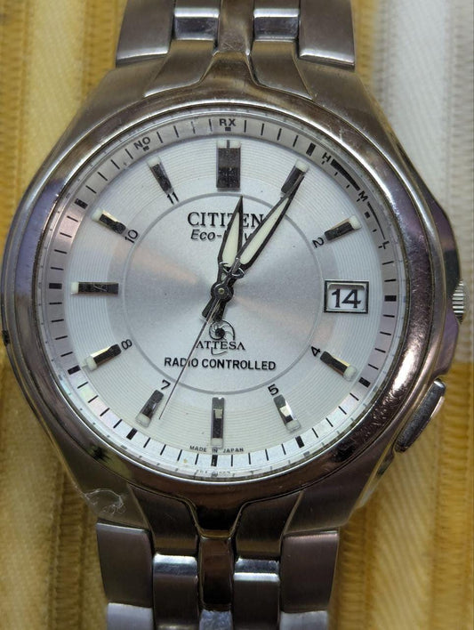 Vintage Pre-Owned Rare Citizen Attesa H410-T007627 Eco-Drive Duratect Titanium JDM Radio Controlled Watch