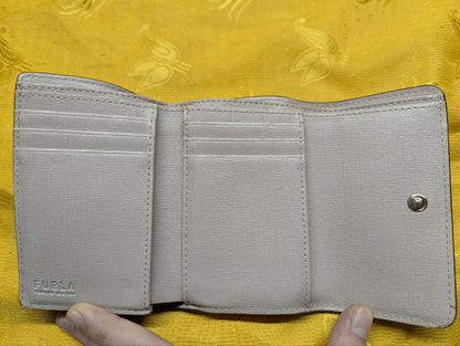 Pre-Owned Italian FURLA tri-fold wallet made of genuine leather