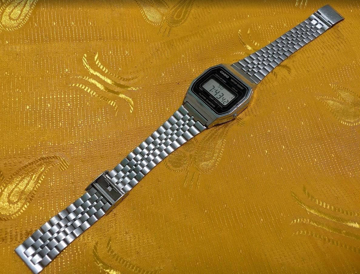 Rare Vintage Pre-Owned Casio A155W Digital LCD Watch Original Steel Bracelet New Battery Running Video Classic Retro Japan