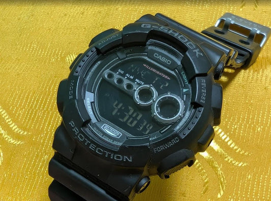 Pre-Owned Casio G-Shock GD-100 Black Digital Watch 51mm Men's Shock Resistant 20BAR Military Tactical Watch Working