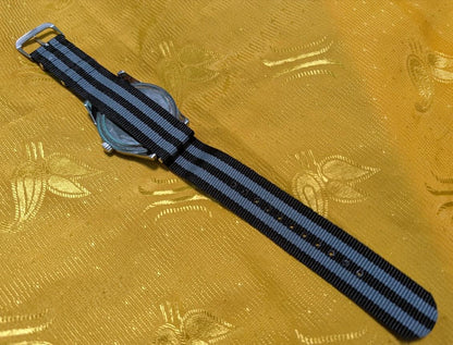 Coach New York Quartz 45mm Blue Dial Stainless Steel Watch New Battery NATO Strap Excellent Vintage Pre-Owned Condition Working Video