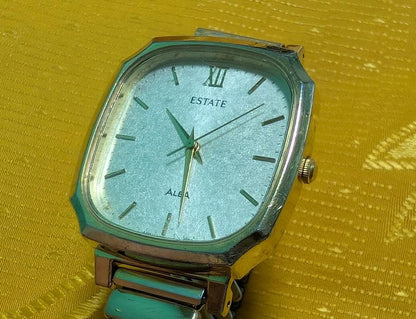 RARE Vintage Pre-Owned Alba Estate V801-5290 Quartz Watch, 27mm Silver Tone Square Case, Japan Movement, New Battery, Working Video, Retro Unisex Gift