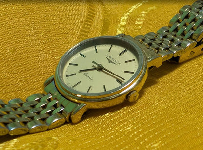 Vintage Pre-Owned Longines Quartz 9 Jewels Swiss Ladies Watch 23mm Steel Bracelet Working New Battery