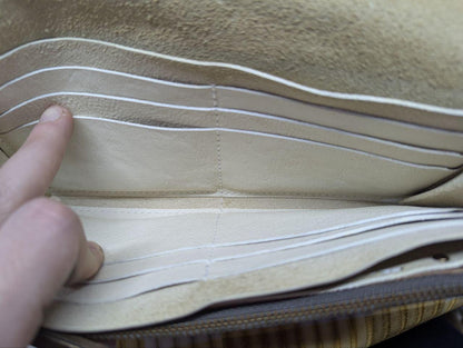 Handmade Lumiere Leather Long Wallet Ivory Brown Minimalist Wallet Genuine Leather Womens Wallet Pre Owned Artisan Made