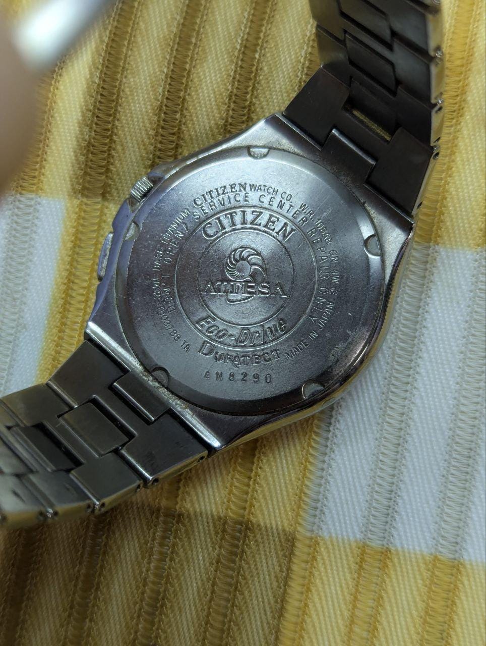 Vintage Pre-Owned Rare Citizen Attesa H410-T003788 Eco-Drive Titanium Radio Controlled Watch Silver Dial JDM Japan