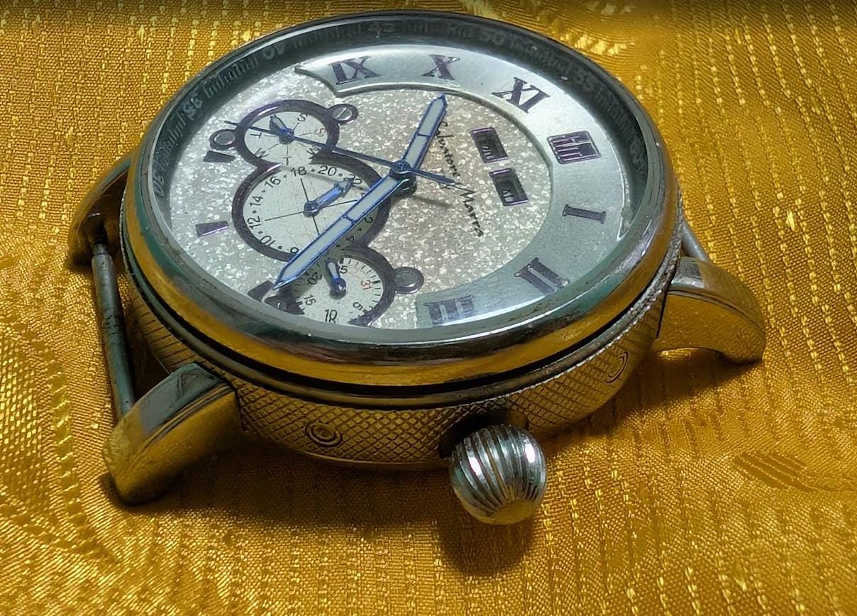Vintage Pre-Owned Salvatore Marra Italy Automatic Watch Open Heart 40mm Mechanical Needs Crown Repair Working