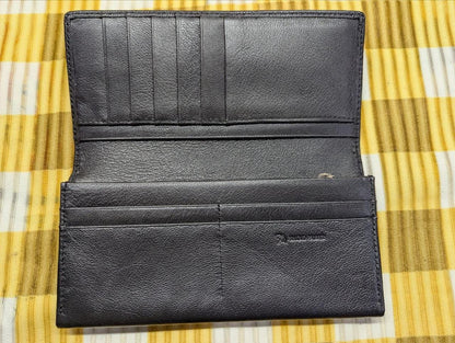 Vintage Pre-Owned Arnold Palmer Long Leather Wallet Black Bifold Card Holder Coin Wallet Slim Organizer Genuine Leather