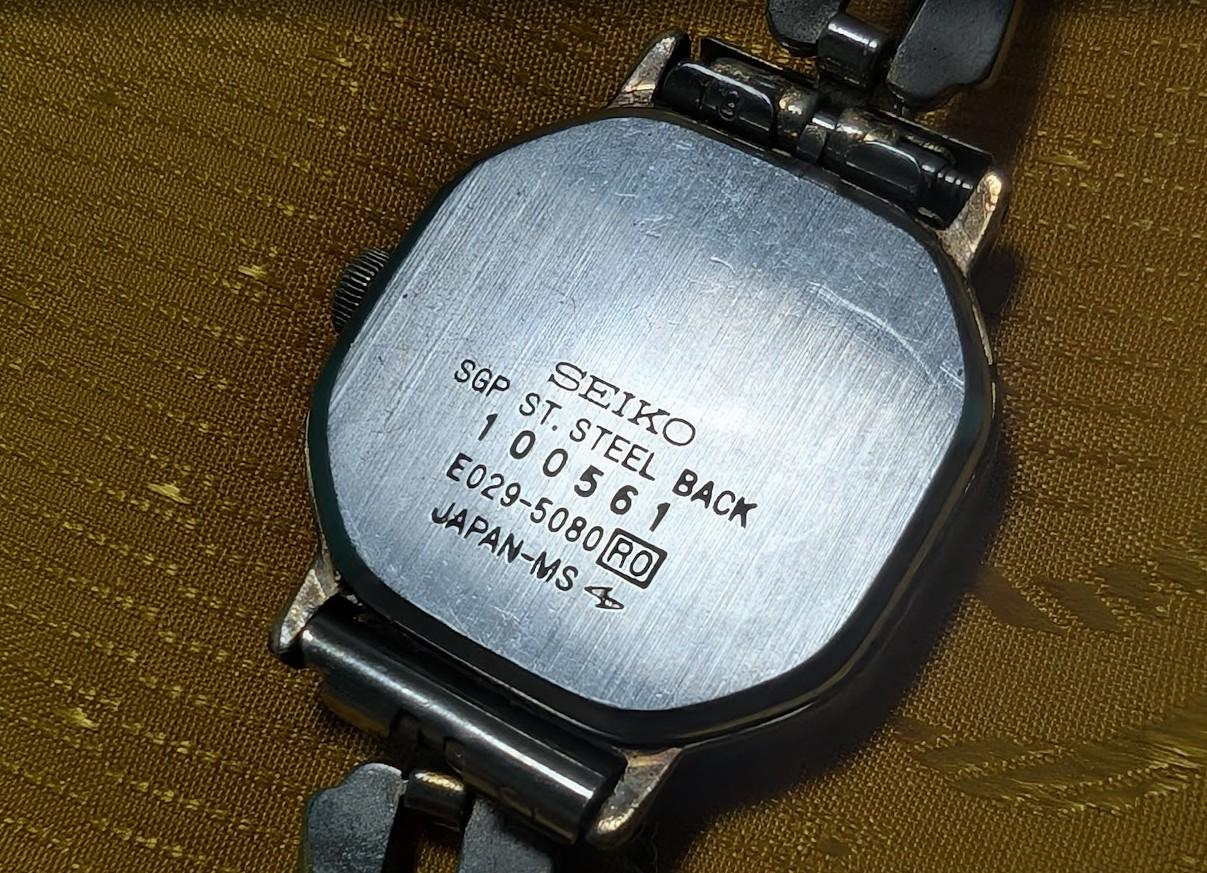 Rare Vintage Pre-Owned Seiko Quartz E029-5080 Womens Watch Japan Original Bracelet 24mm Analog Digital Dial Retro Wristwatch 1980s