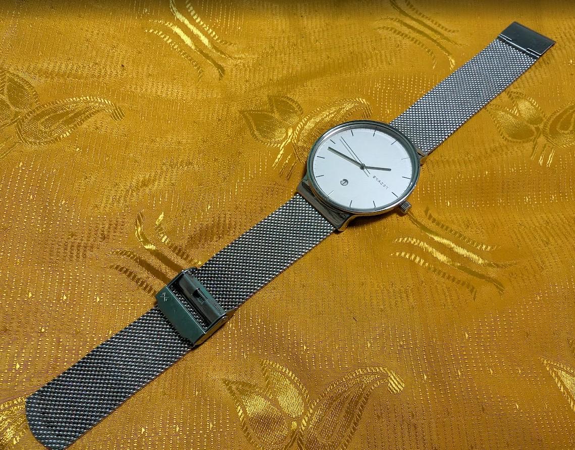 Pre-Owned Skagen SKW6290 Ancher Minimalist Watch 40mm White Dial Stainless Steel Mesh Bracelet Denmark Design Working