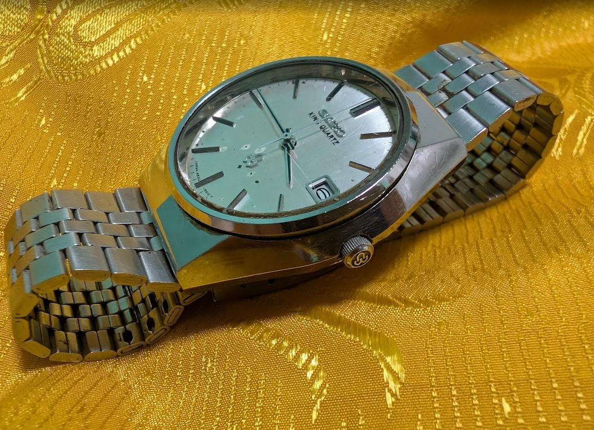 Vintage Pre-Owned Seiko King Quartz 4822-8010 Japan Watch 36mm Stainless Steel Case Date Original Bracelet Parts Restoration