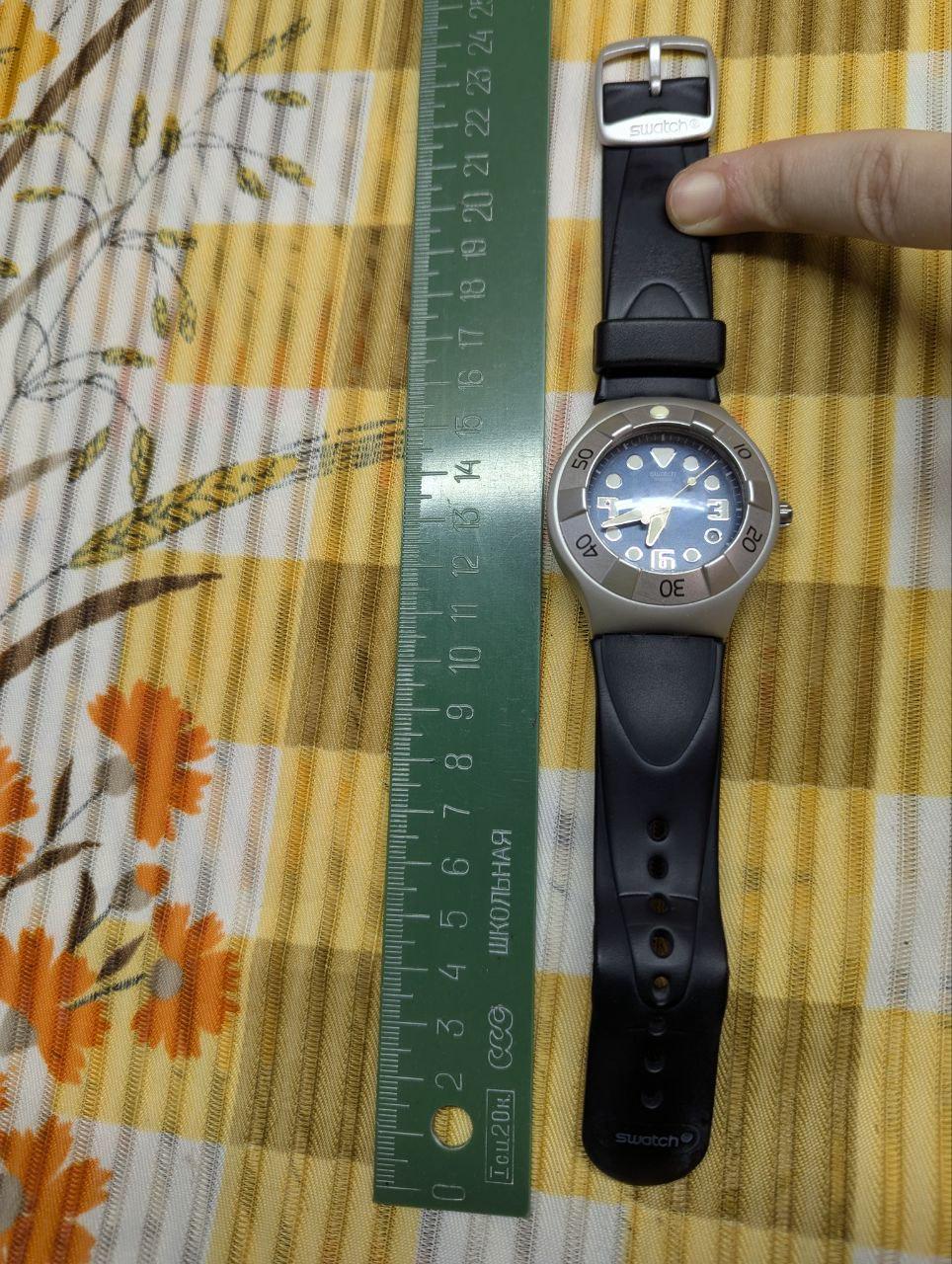 Vintage Pre-Owned 2002 Swatch Irony Scuba 200 Opah Blue YDS4015 Aluminum Quartz Watch Black Strap Swiss Made