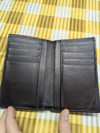 Vintage Pre-Owned Dunhill Chassis Leather Bifold Wallet Black Mens Designer Wallet Slim Long Wallet Authentic