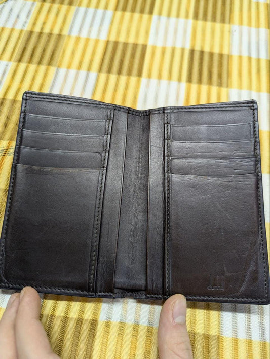 Vintage Pre-Owned Dunhill Chassis Leather Bifold Wallet Black Mens Designer Wallet Slim Long Wallet Authentic