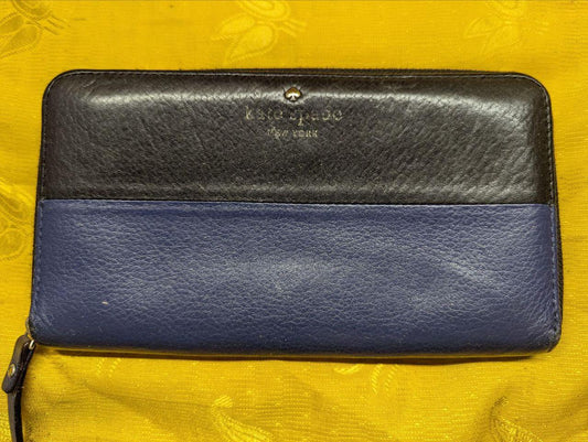 Pre-Owned Kate Spade New York Cameron Street Lacey Zip Around Wallet , BLUE/BLACK