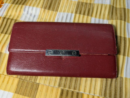 Authentic Cartier Love Red Leather Bi-Fold Wallet – Vintage Pre-Owned Designer Accessory