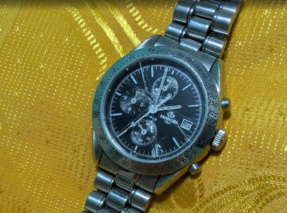Vintage Pre-Owned Salvecchio Italy Chronograph Quartz Watch 38mm Date Stainless Steel Original Bracelet New Battery Working Rare
