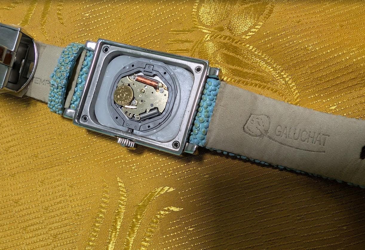Officina del Tempo Italy NOS Vintage Pre-Owned Quartz Watch 28mm Original Tag Stingray Leather Strap New Battery Working Video 31GL