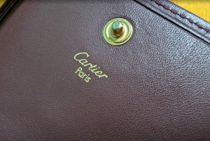 Vintage Pre-Owned Cartier Paris Burgundy Leather Bifold Wallet Luxury French Designer Coin Pocket Authentic Rare Piece