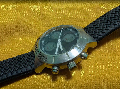 Rare Vintage Pre-Owned Mercedes Benz Ana Digi Quartz Watch 40mm Working Chronograph Style Dual Display Wristwatch