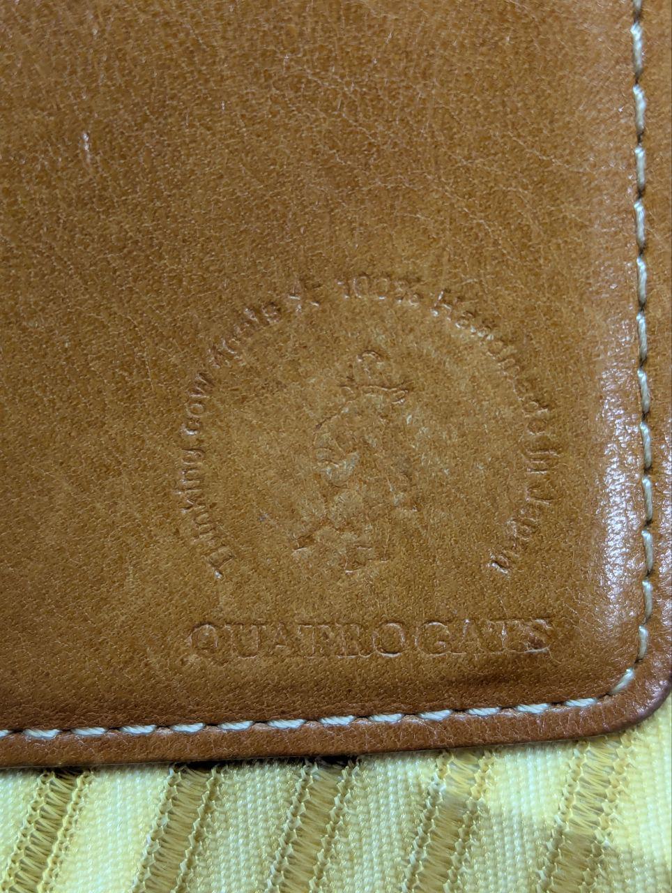 Pre-Owned QUATRO GATS Tri-fold Wallet Japan Leather Brown Solid Color Men's