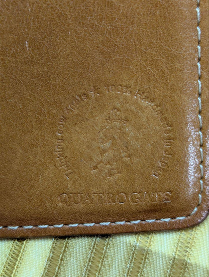 Pre-Owned QUATRO GATS Tri-fold Wallet Japan Leather Brown Solid Color Men's