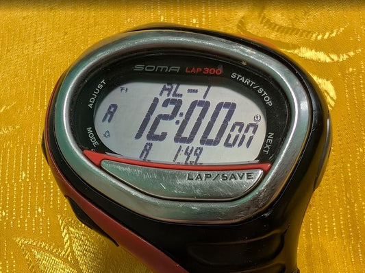 Vintage Pre-Owned SOMA LAP 300 WJ00-4000 Digital Sport Watch 50mm Red Black Running Watch Read Description