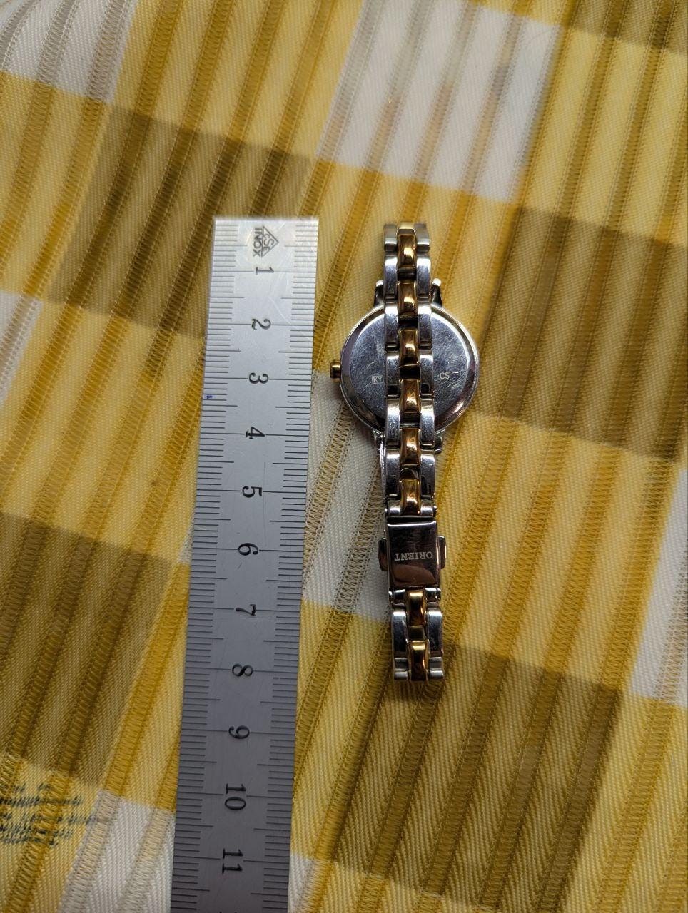 Pre-Owned Orient IO Solar Womens Watch Two Tone Stainless Steel Bracelet Crystal Dial Japan Made Working Condition
