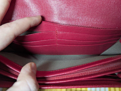 Furla Red Textured Leather Long Wallet – Pre-Owned Designer Accessory
