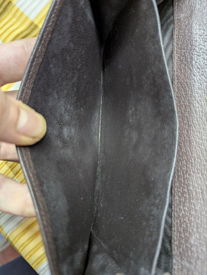 Vintage Pre-Owned Gucci GG Canvas Wallet Brown Monogram Leather Trim Long Wallet Designer Womens Wallet Authentic Italy