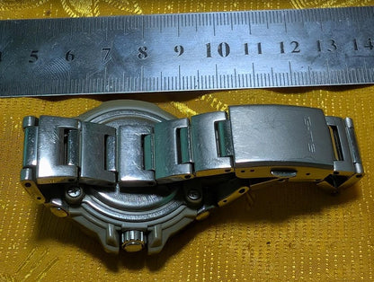 Vintage Pre-Owned Casio Baby-G MSG-550LV Premium G-ms Shock Resist 42mm Silver Steel Watch Working Y2K Rare