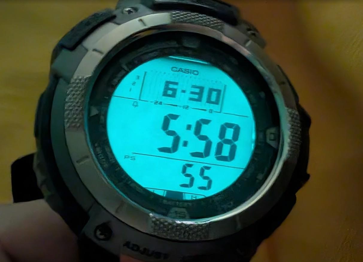 Pre-Owned Casio Pro Trek PRW-1000J Tough Solar Triple Sensor Multi Band 5 Japan Digital Outdoor Watch 50mm Working Rare