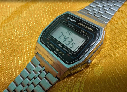 Rare Vintage Pre-Owned Casio A155W Digital LCD Watch Original Steel Bracelet New Battery Running Video Classic Retro Japan
