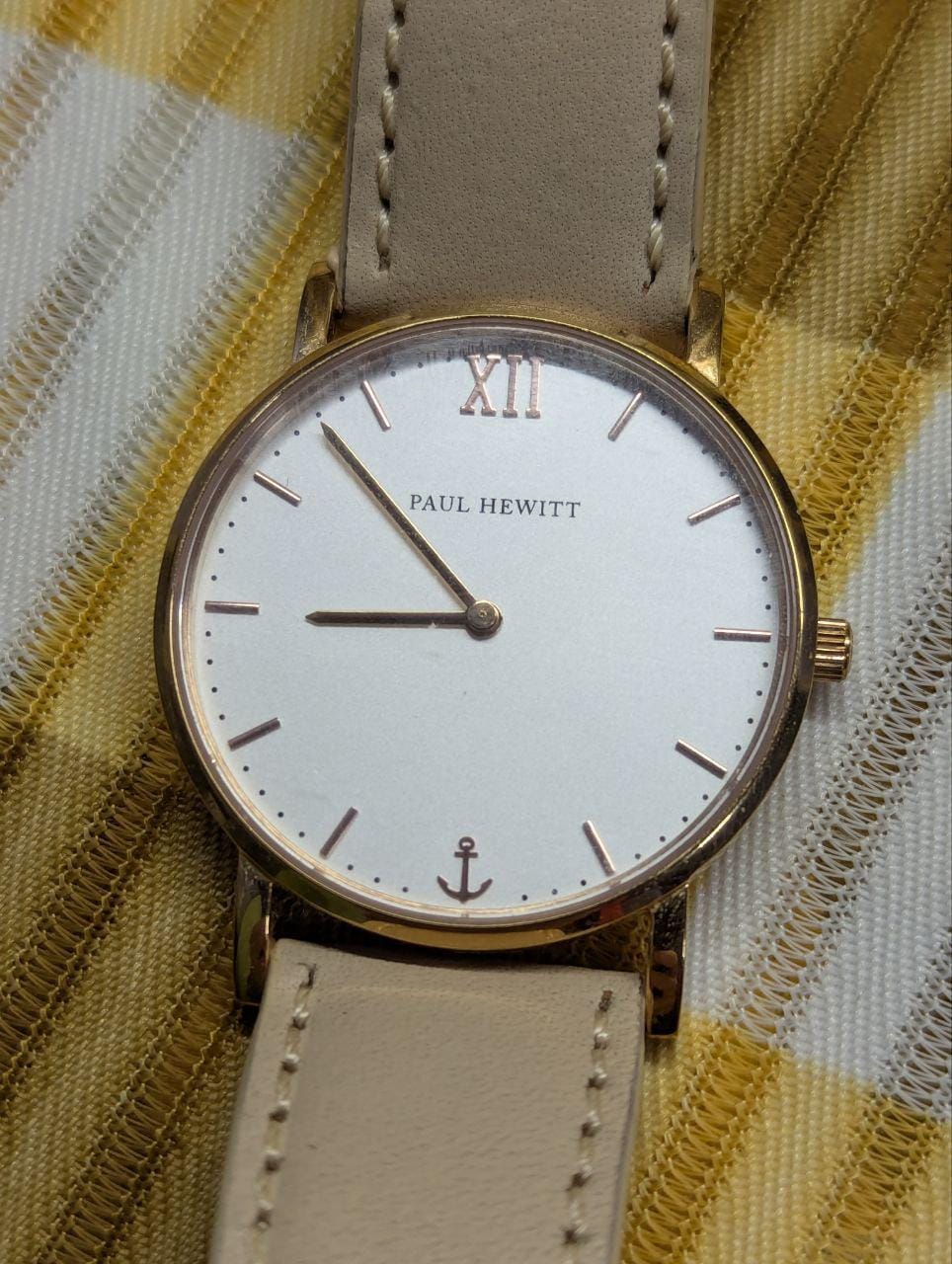 Pre-Owned Paul Hewitt Sailor Line Watch Rose Gold White Dial Leather Strap Womens Watch Authentic