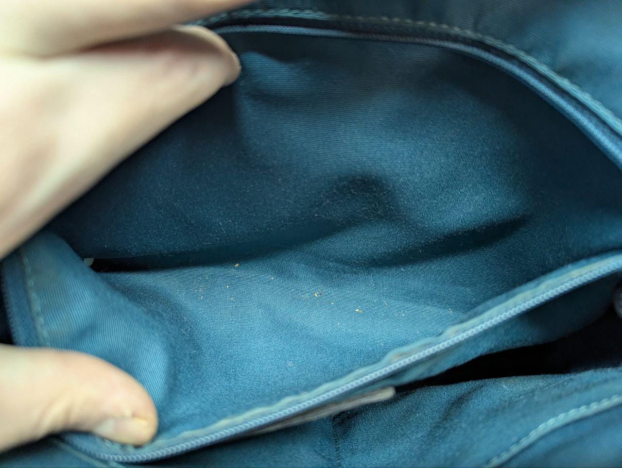 Pre-Owned Coach Varsity City Tote F38405 Signature Canvas Bag Brown Blue Stripe Large Shoulder Bag Authentic
