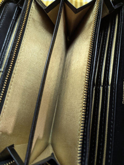 Pre-Owned Castelbajac Leather Round Zipper Long Wallet , Black