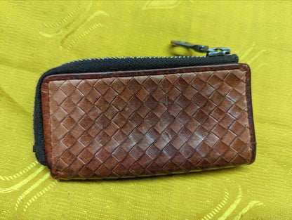 Pre-Owned SOLATINA Men's Genuine Horse Leather Mesh Key Case/Coin Case SW-36095