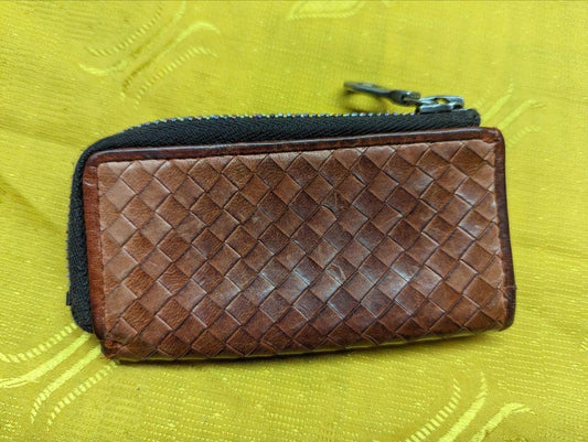 Pre-Owned SOLATINA Men's Genuine Horse Leather Mesh Key Case/Coin Case SW-36095