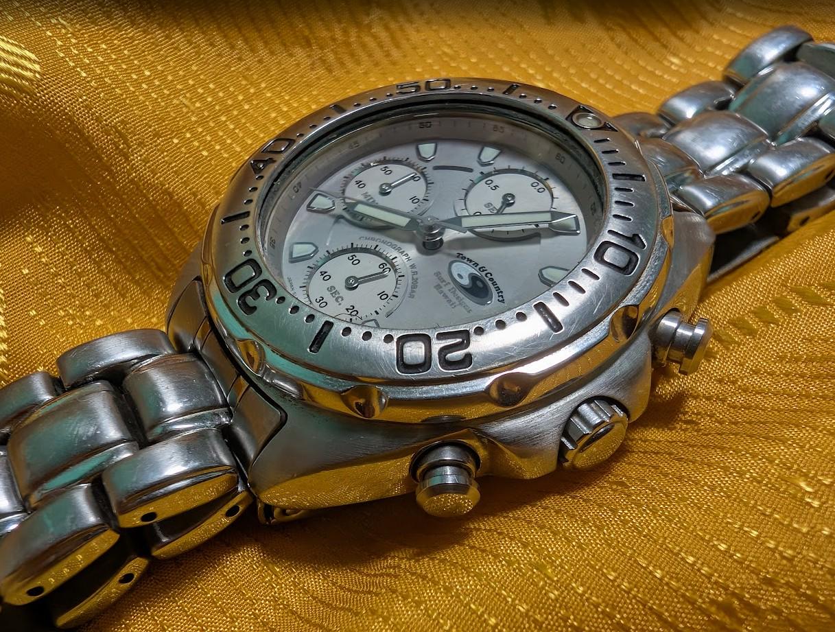 Orient Town & Country Chronograph TP04-00 CA Vintage Pre-Owned Diver Style Watch 20BAR Stainless Steel Japan.CASE 40mm.New Battery