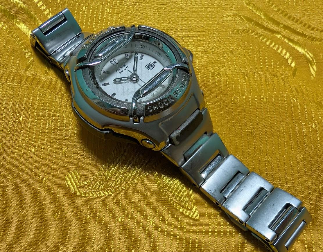 Vintage Pre-Owned Casio Baby-G MSG-550LV Premium G-ms Shock Resist 42mm Silver Steel Watch Working Y2K Rare