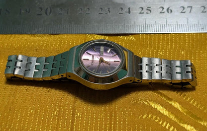 Citizen 4-700091 Automatic Ladies Watch Japan Vintage Pre-Owned Working Purple Dial Day Date Original Bracelet Rare Collectible
