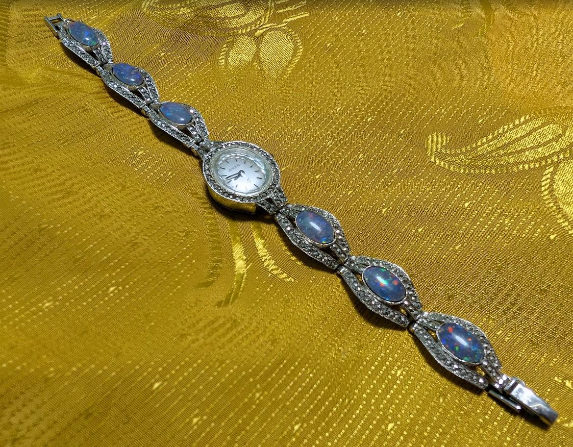 Rare Vintage Pre-Owned Janopal Swiss Ladies Watch ETA 978.002 6 Jewels Opal Style Bracelet Quartz Wristwatch Working New Battery Art Deco Design