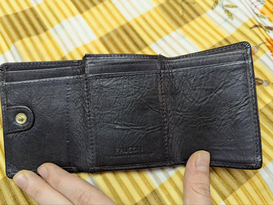 FAUCON Vintage Pre-Owned Men's Mini Wallet Japan Genuine Leather