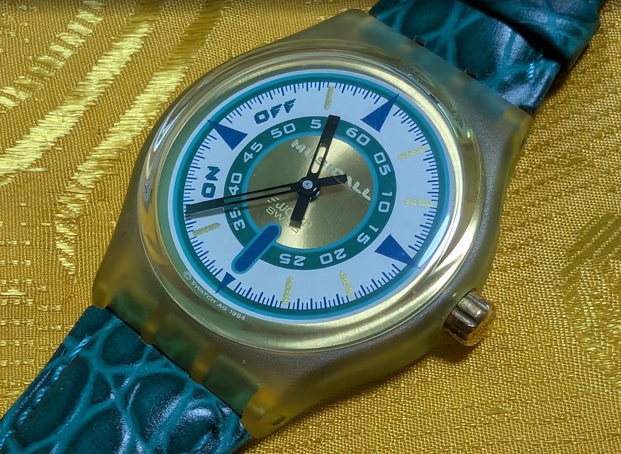 Vintage Pre-Owned Swatch Musical GK153 Swiss Made NOS Watch 33mm New Battery Box Running Video Rare Collectible 1994
