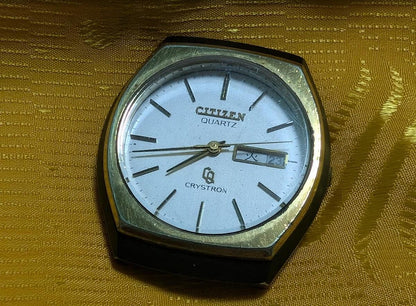 Vintage Pre-Owned Citizen Crystron 4-851889 Quartz Watch 35mm For Parts Repair Working Crown Rare Japan