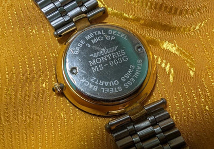 Rare Vintage Pre-Owned Montres MS-003G Opal Jewelry Watch 33mm Quartz Black Roman Dial Bracelet New Battery