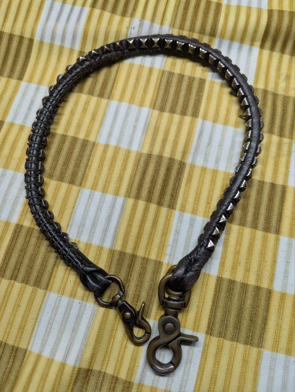 Vintage Pre-Owned Retro Bag handle, braided from black leather and metal