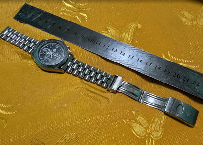Vintage Pre-Owned Salvecchio Italy Chronograph Quartz Watch 38mm Date Stainless Steel Original Bracelet New Battery Working Rare